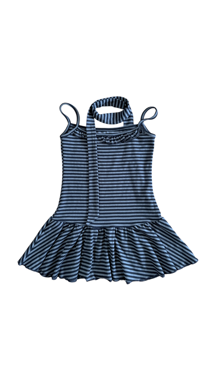 Twee stripe mini dress (black)