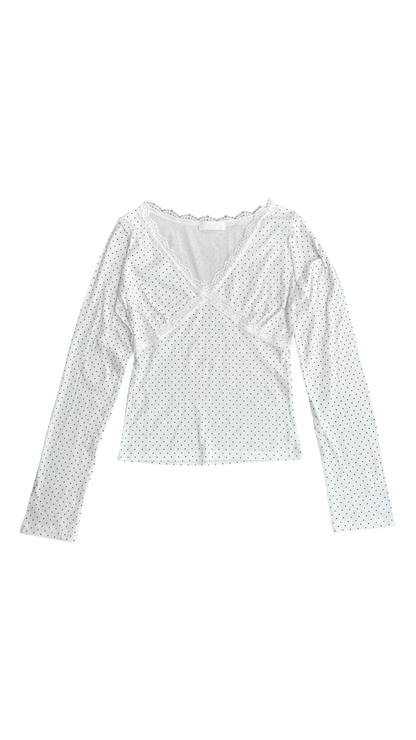 Paris dot lace top (white)