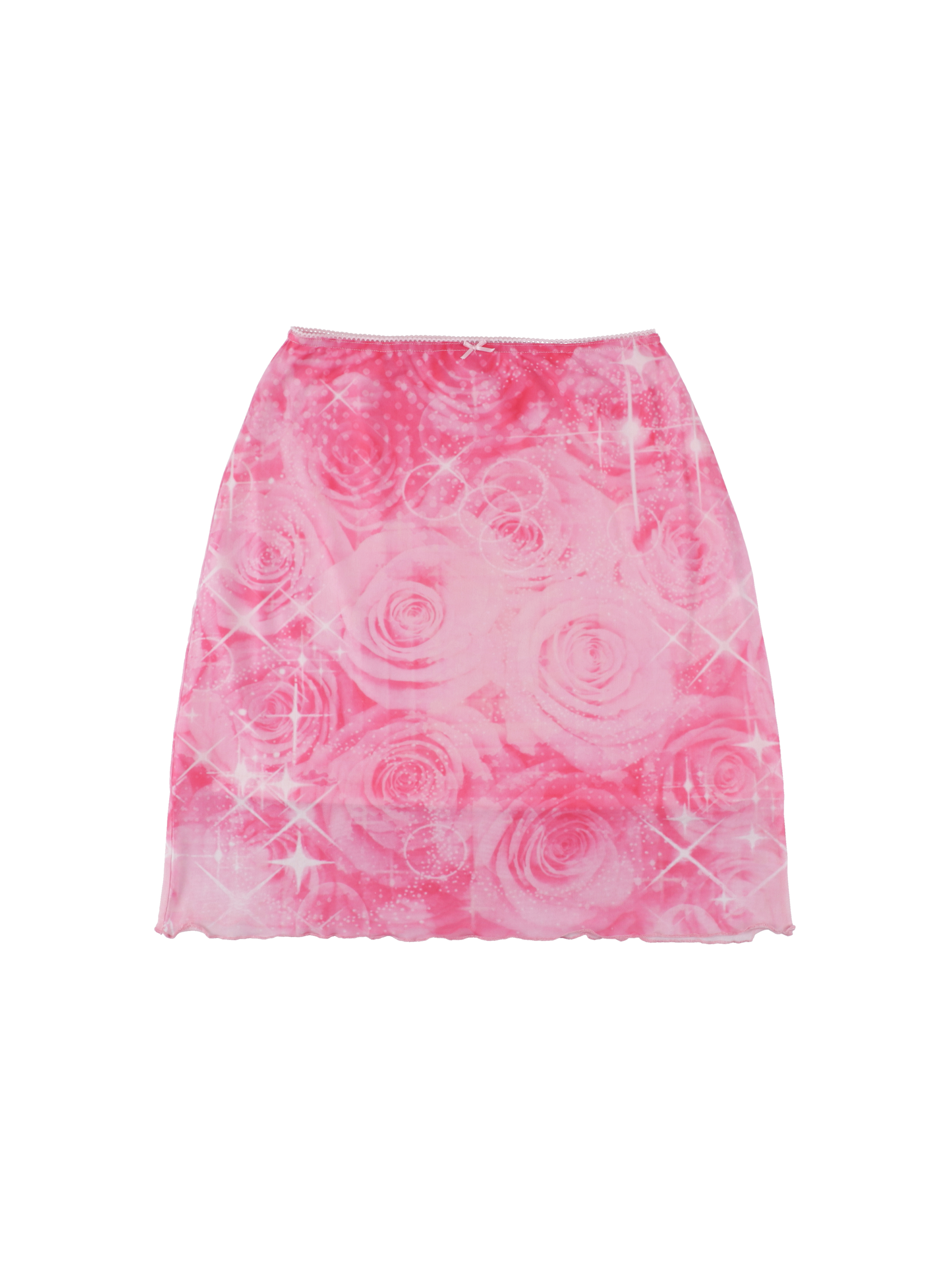 Rose mesh midi skirt