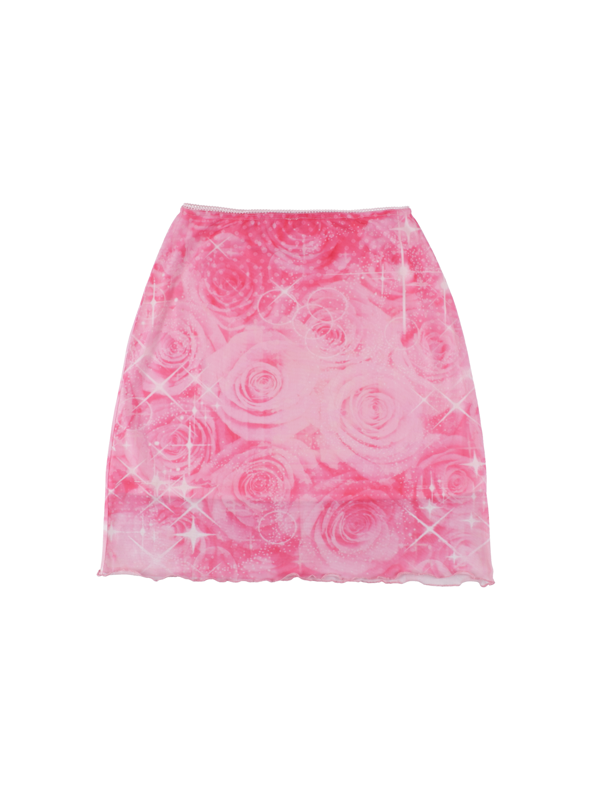 Rose mesh midi skirt