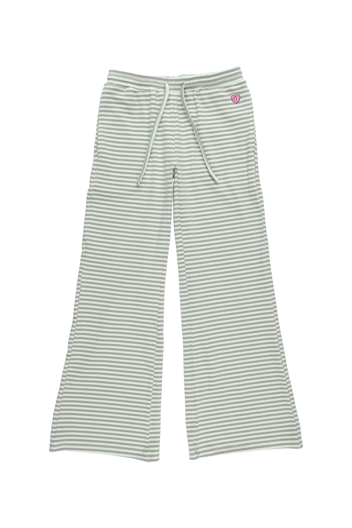 Milk Stripe Fleece Bootcut Pants Mint
