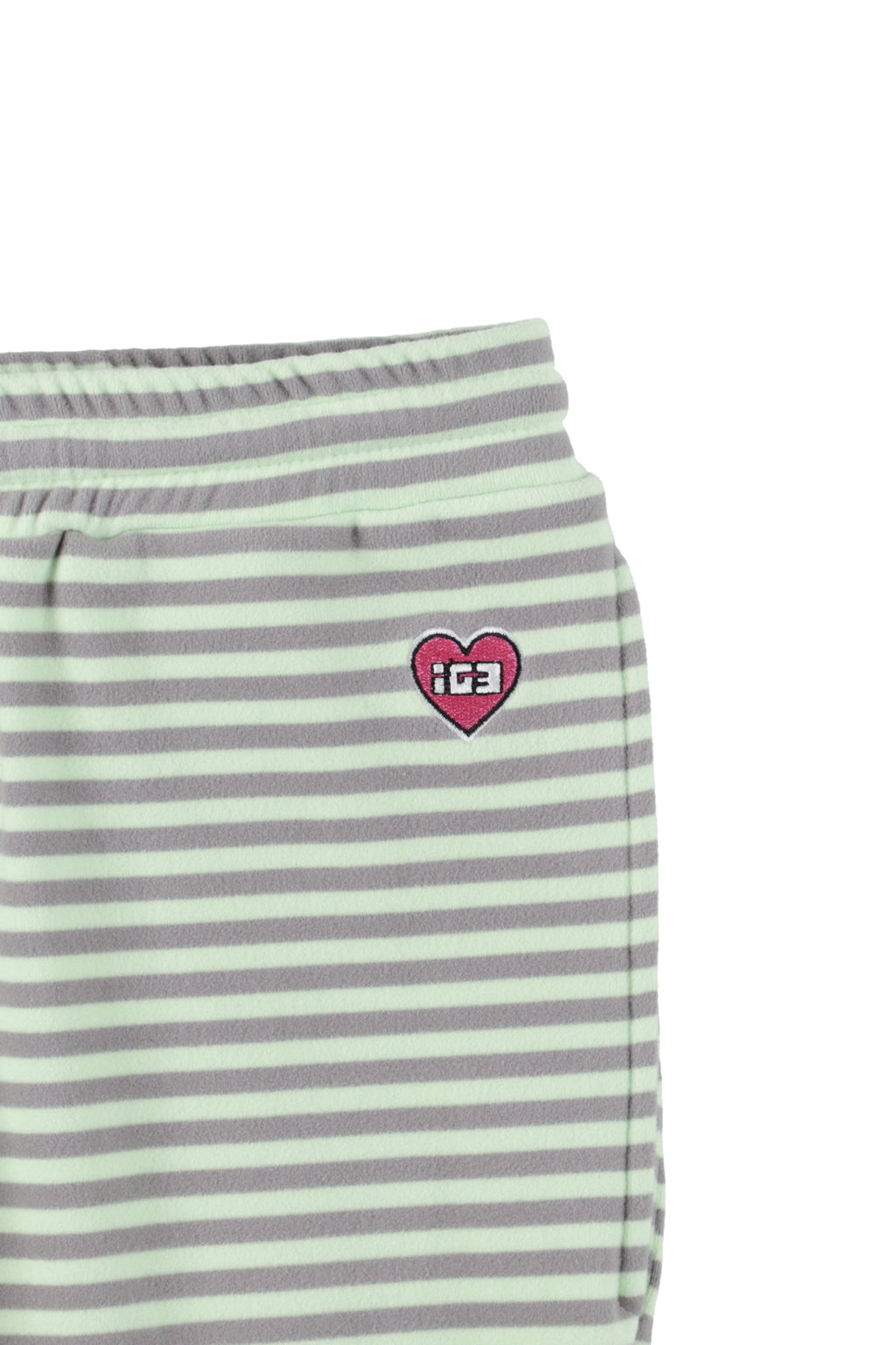 Milk Stripe Fleece Bootcut Pants Mint