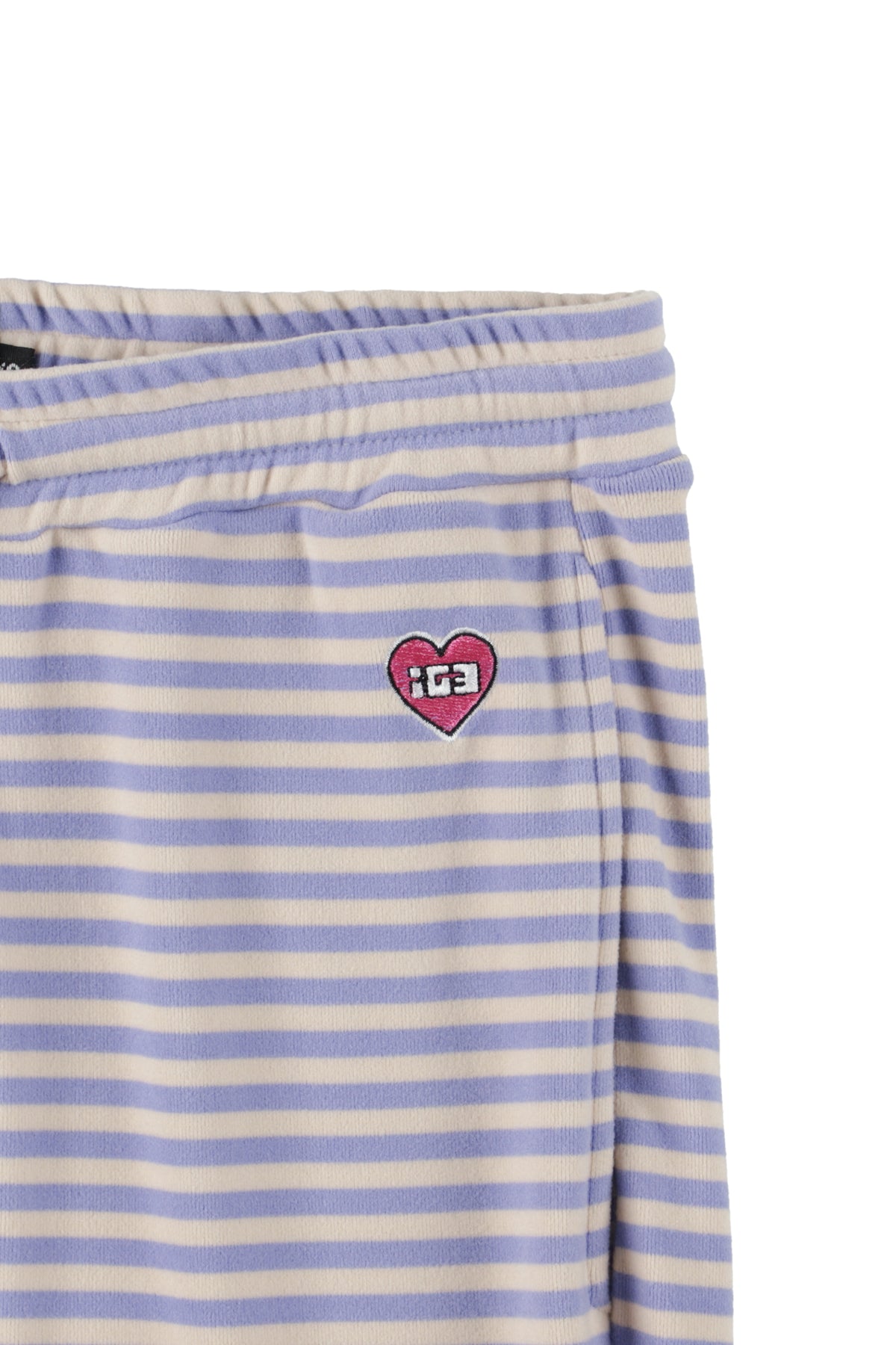 Milk Stripe Fleece Bootcut Pants Lavender