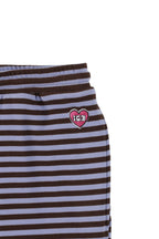 Milk Stripe Fleece Bootcut Pants Blackberry