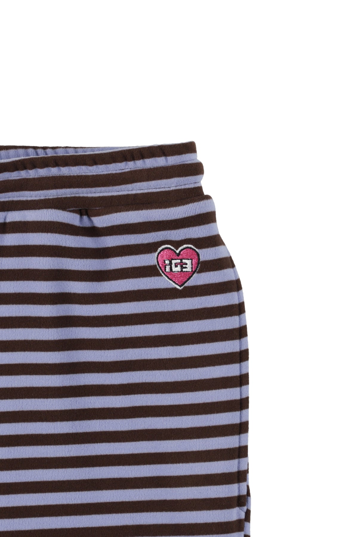 Milk Stripe Fleece Bootcut Pants Blackberry