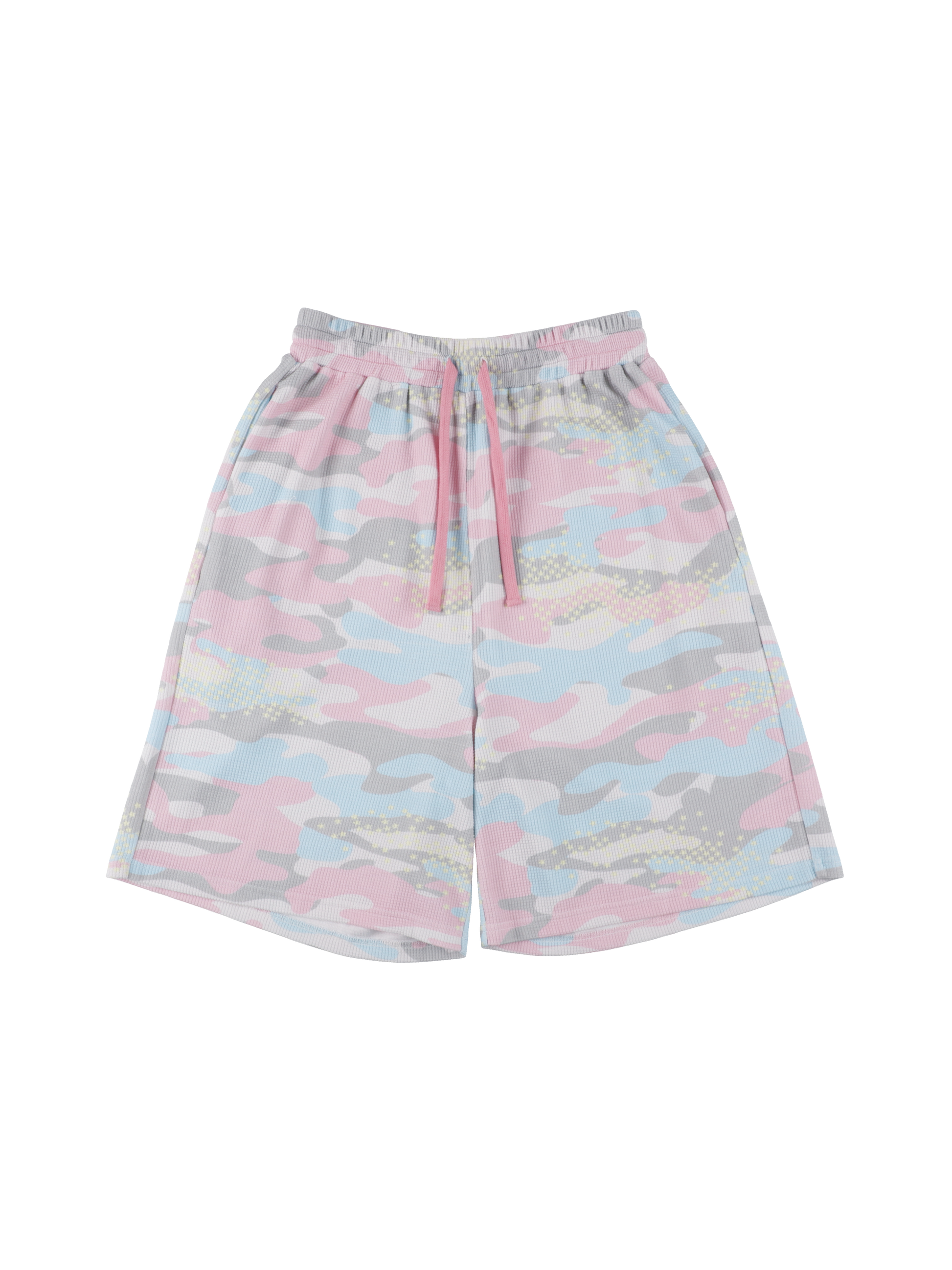 Sugar camouflage waffle shorts pink