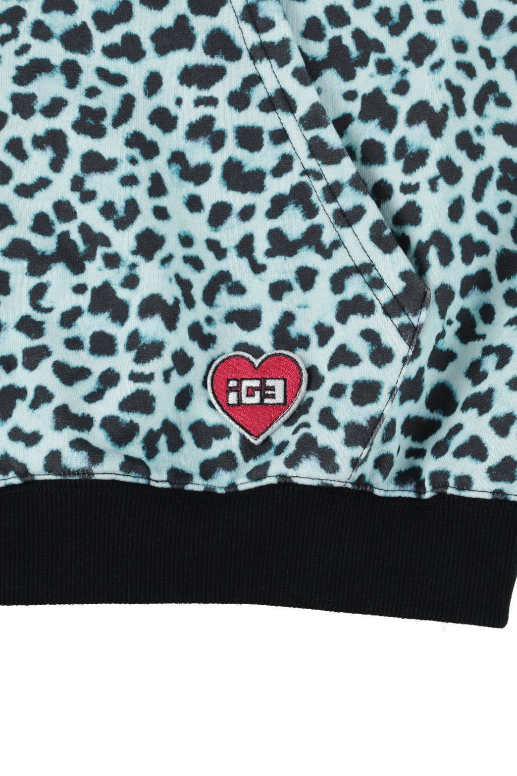 Mint leopard bear zip hoodie