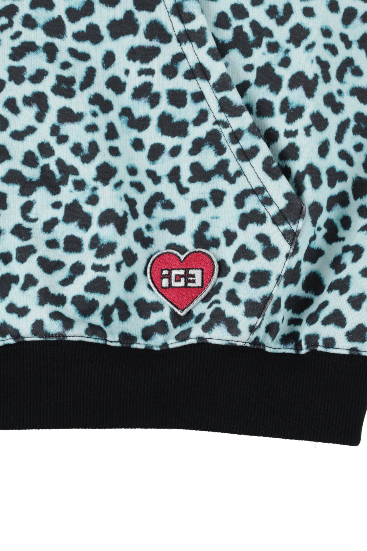 Mint leopard bear zip hoodie