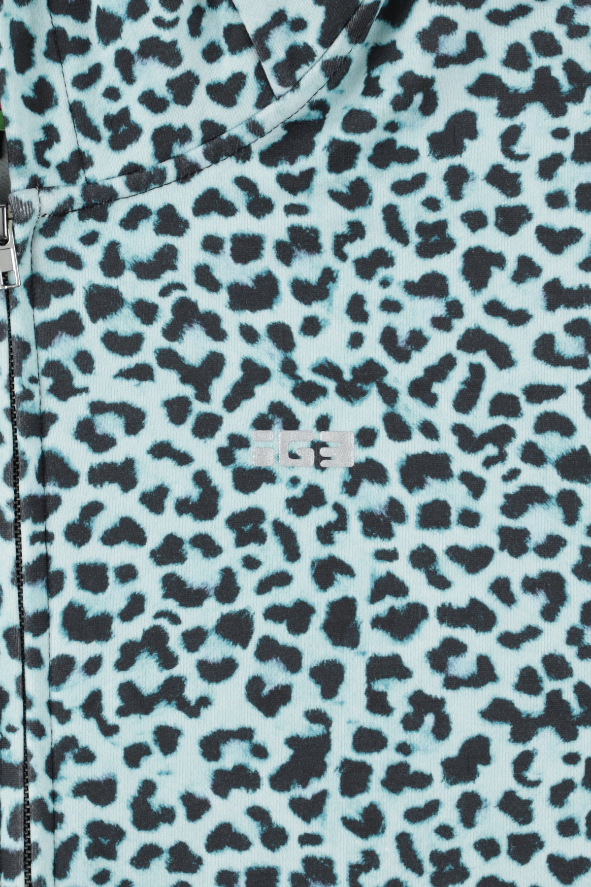 Mint leopard bear zip hoodie