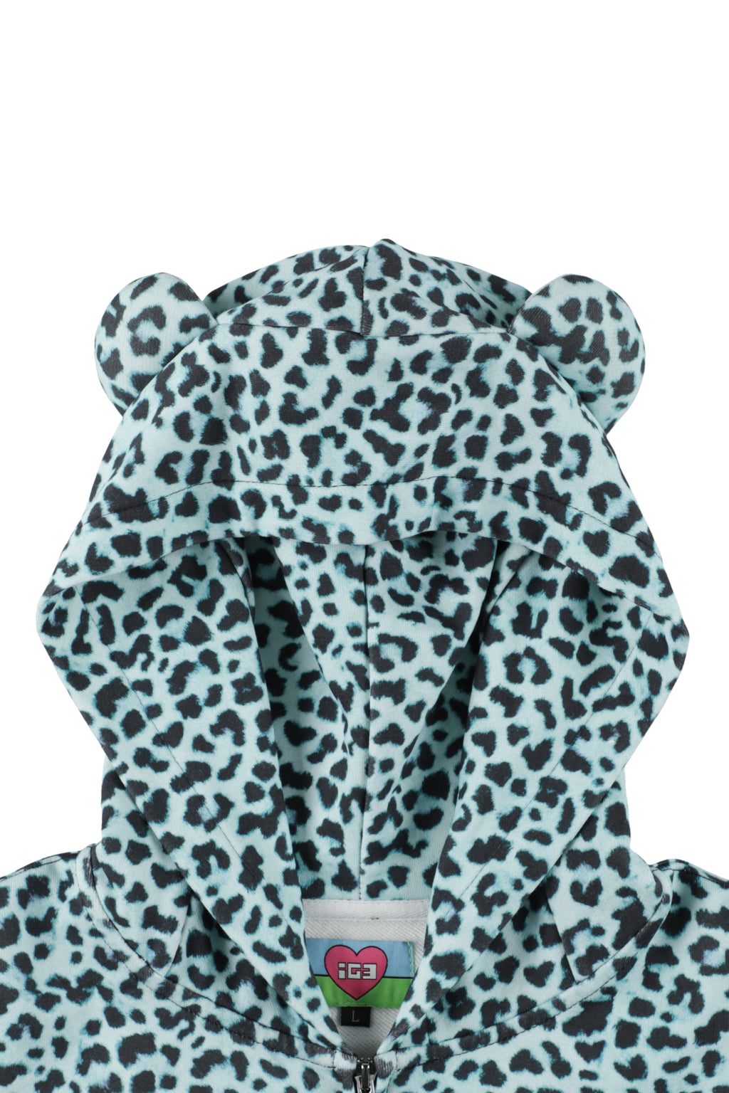 Mint leopard bear zip hoodie