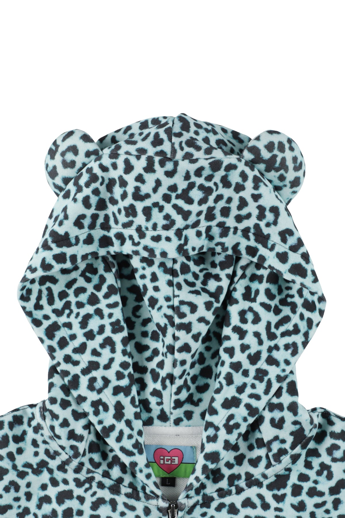 Mint leopard bear zip hoodie