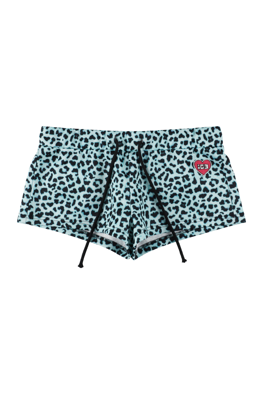 Mint leopard ribbon pocket shorts