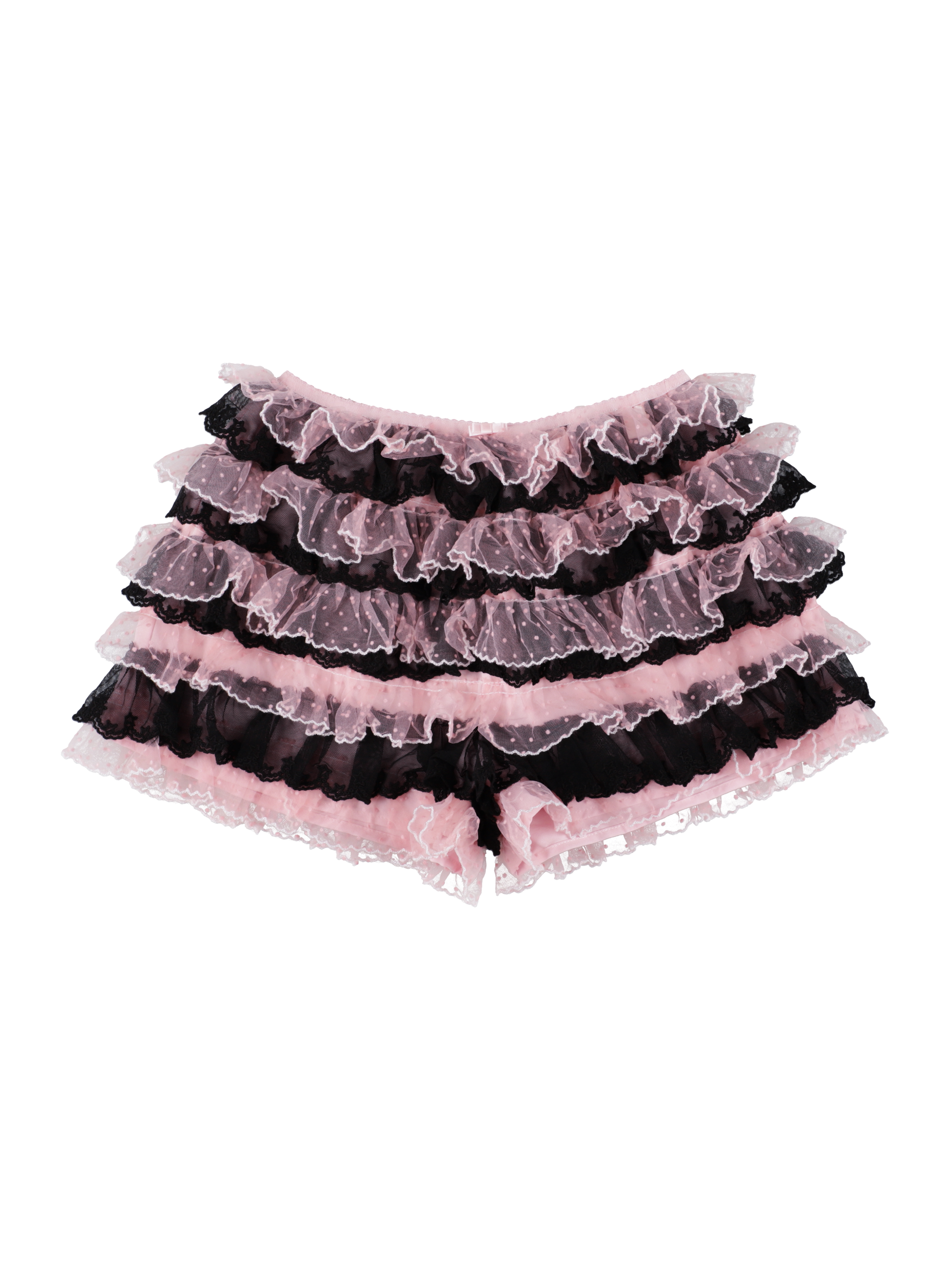 Star dot lace shorts PINK&amp;BLACK