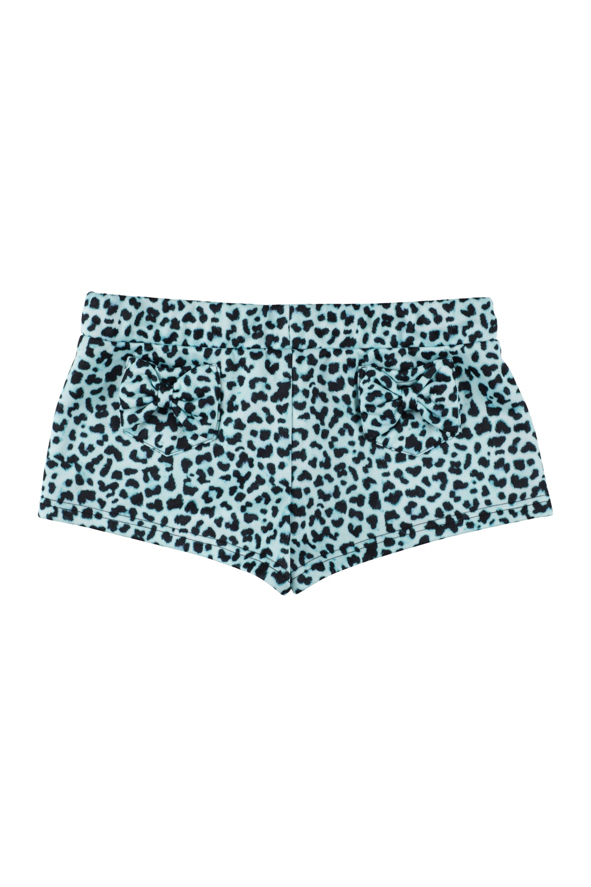 Mint leopard ribbon pocket shorts