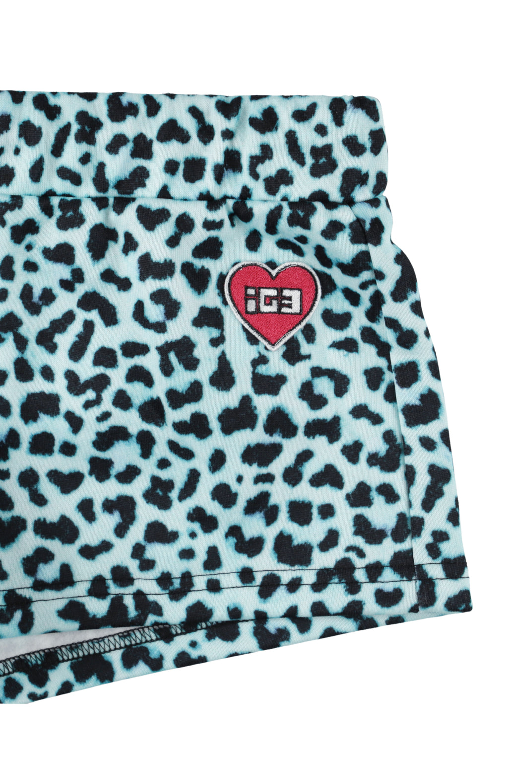 Mint leopard ribbon pocket shorts