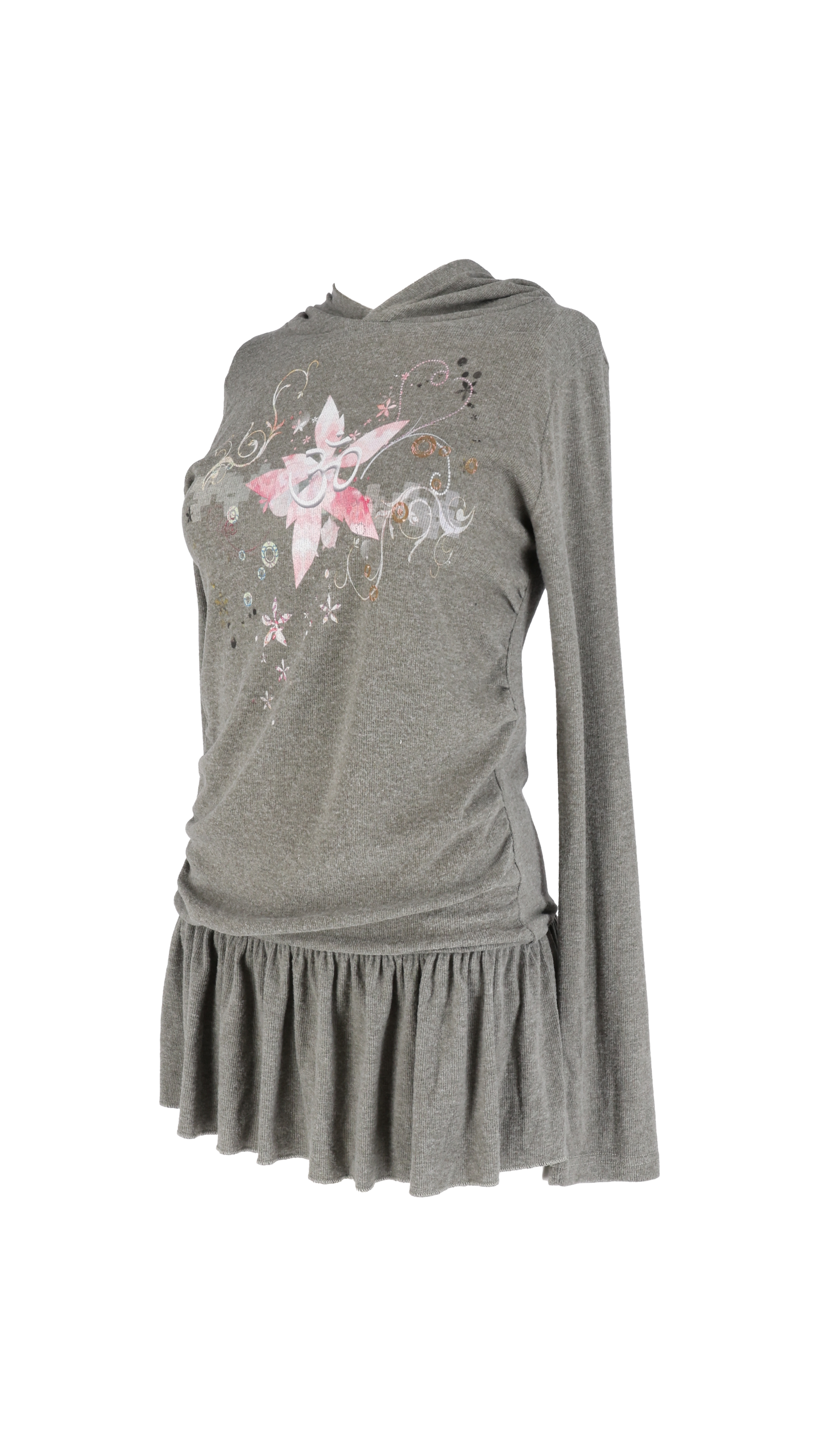 193 Chakra hoodie dress (khaki gray)