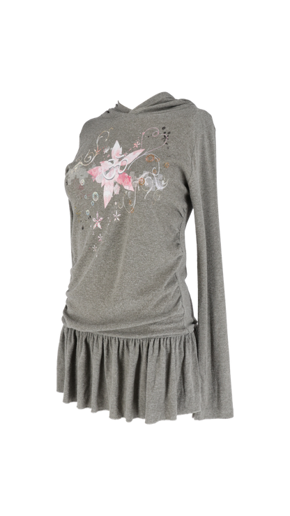 193 Chakra hoodie dress (khaki gray)