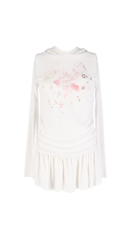 193 Chakra hoodie dress (white)