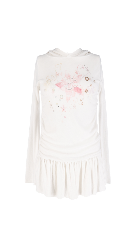 193 Chakra hoodie dress (white)