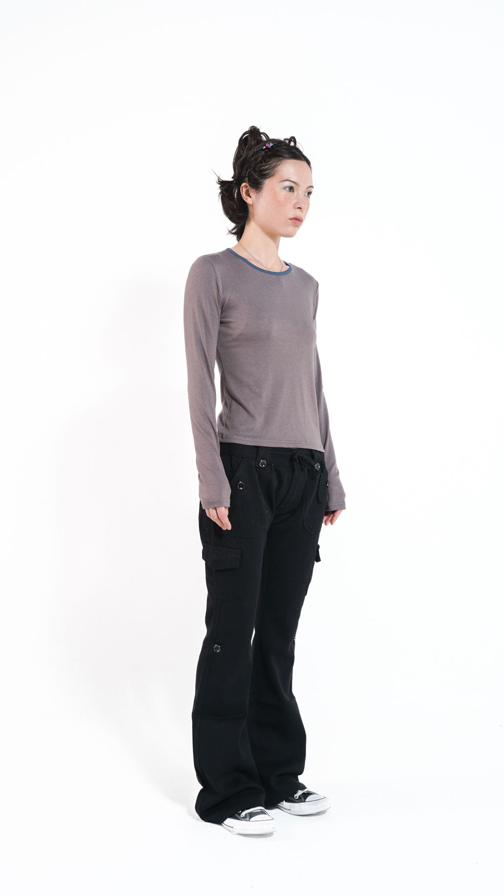 Basic linger L/S tee (charcoal)