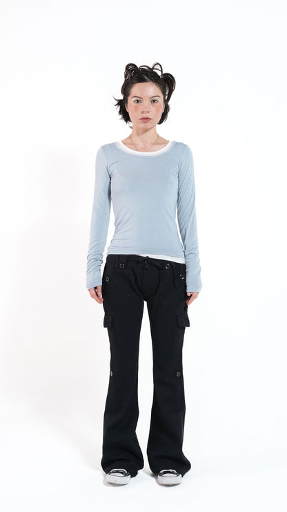 Basic u-neck L/S tee (skyblue)