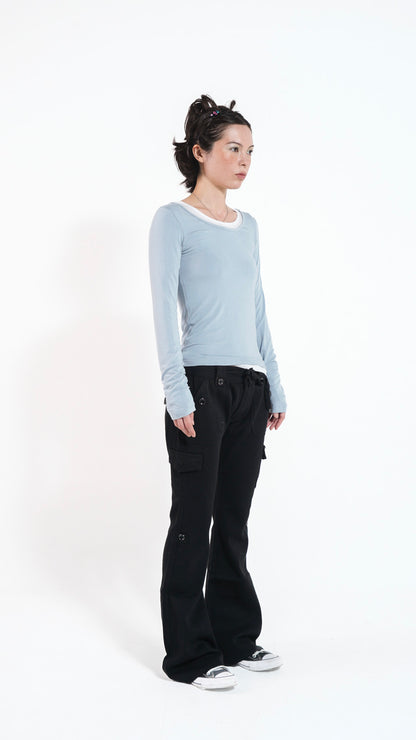 Basic u-neck L/S tee (skyblue)