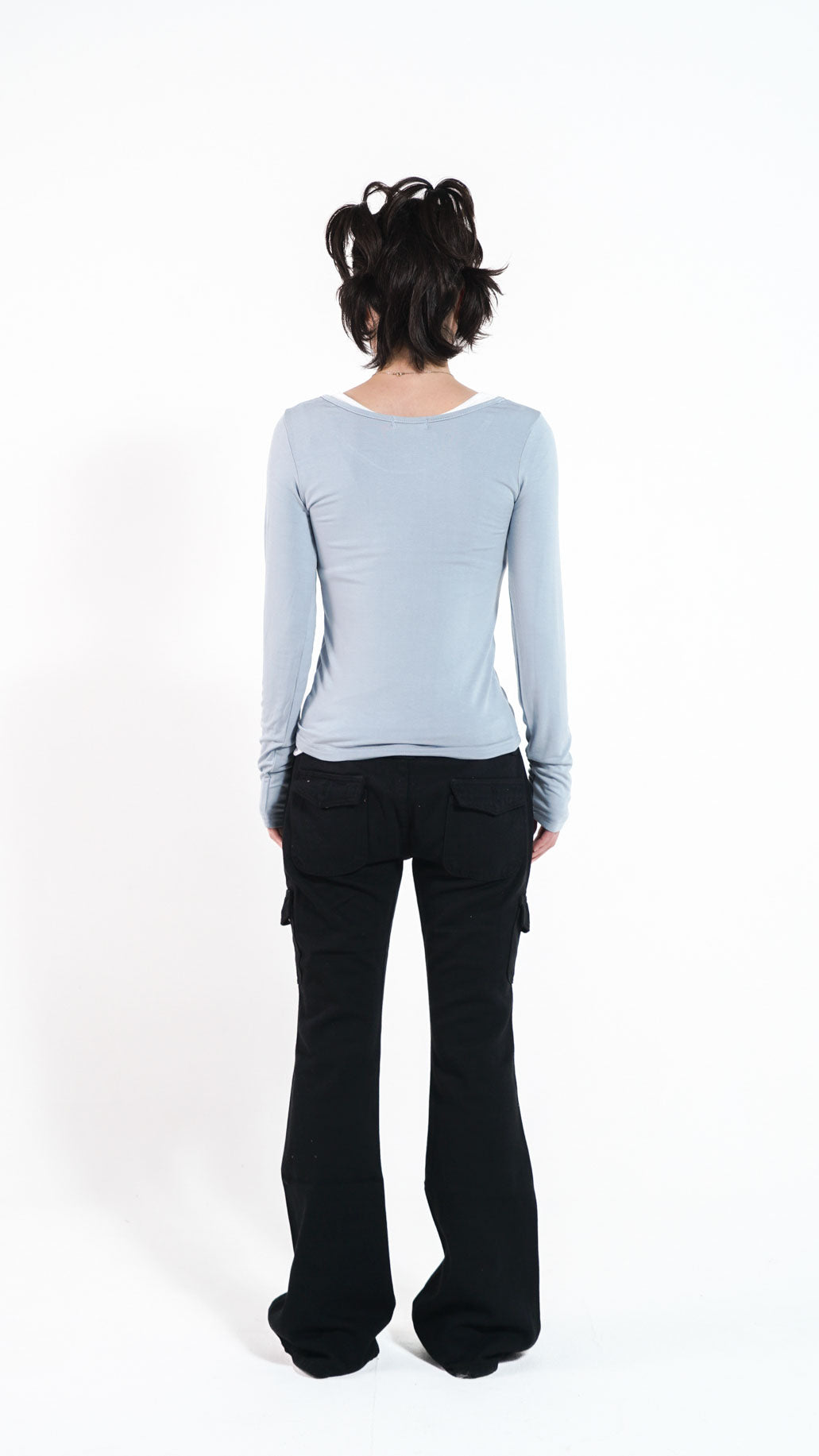 Basic u-neck L/S tee (skyblue)