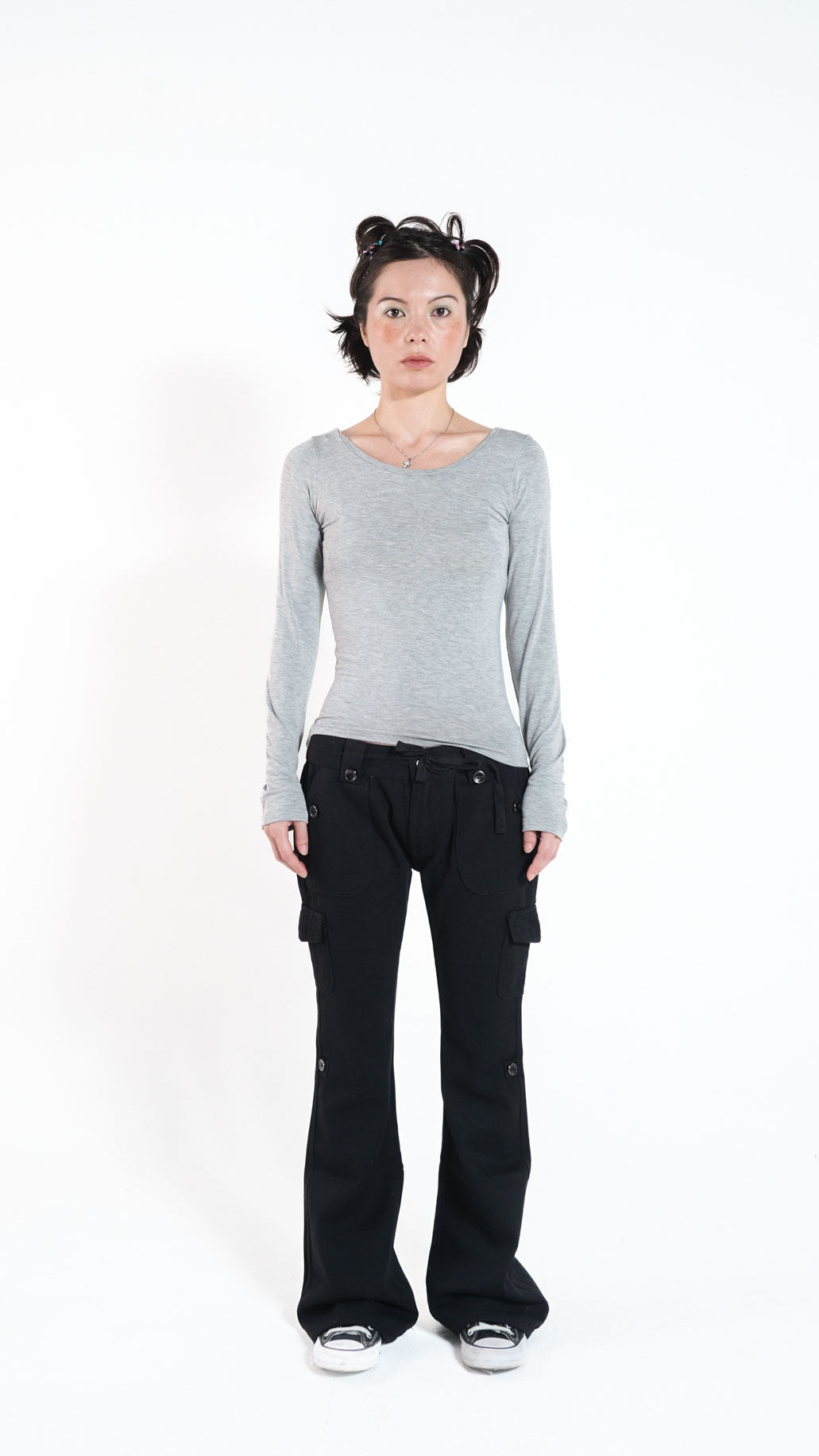 Basic u-neck L/S tee (gray)