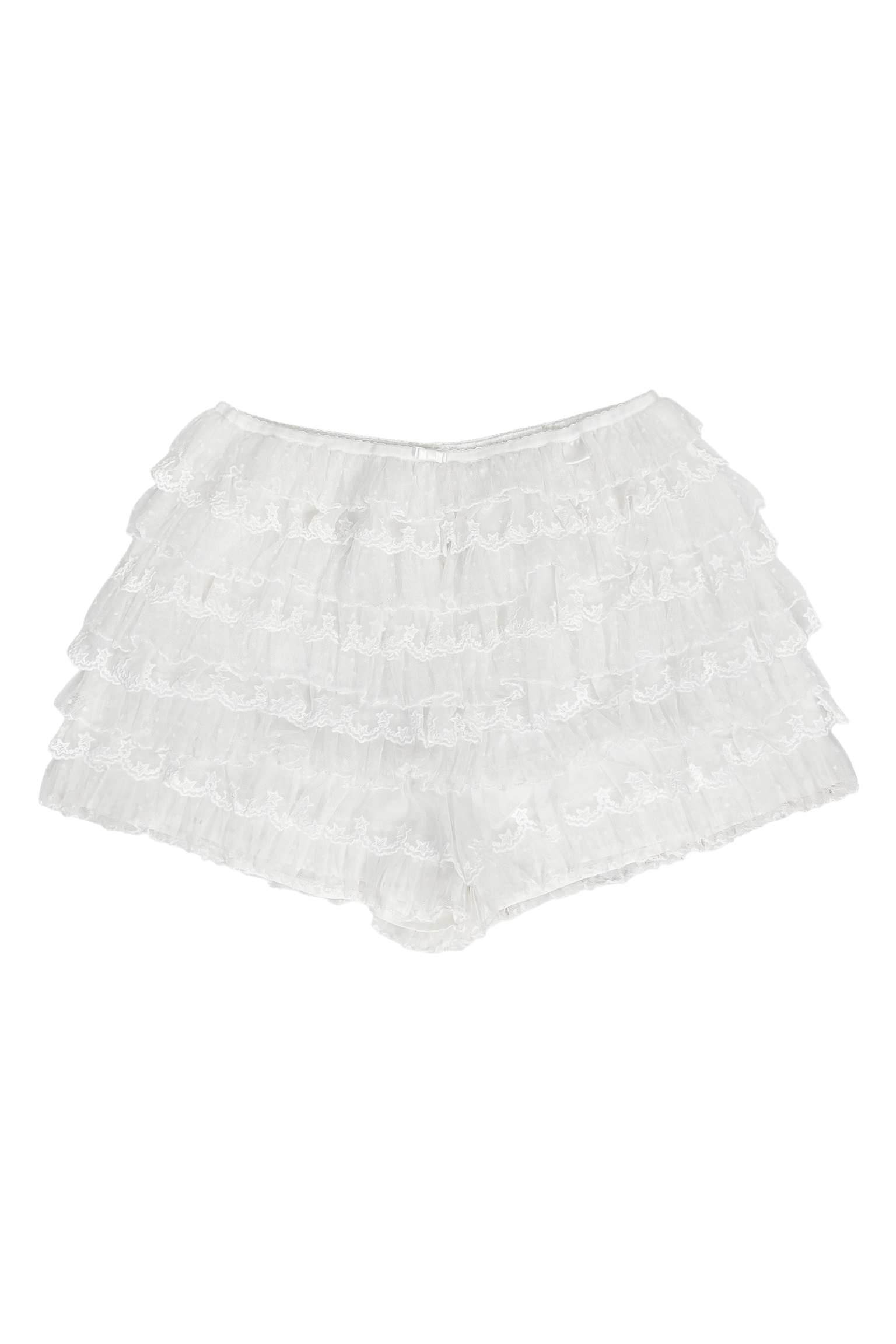 Star dot lace pants white