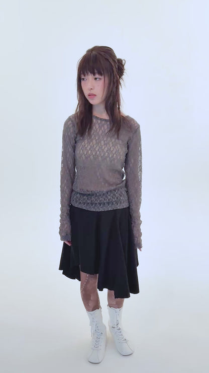 Jacquard lace top (charcoal)